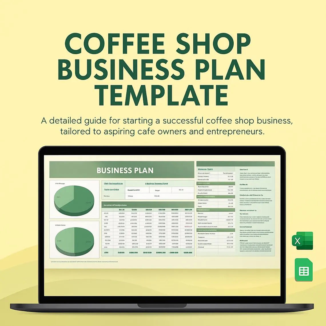 Coffee Shop Business Plan Template Excel & Google Sheets | Café Financial Projection