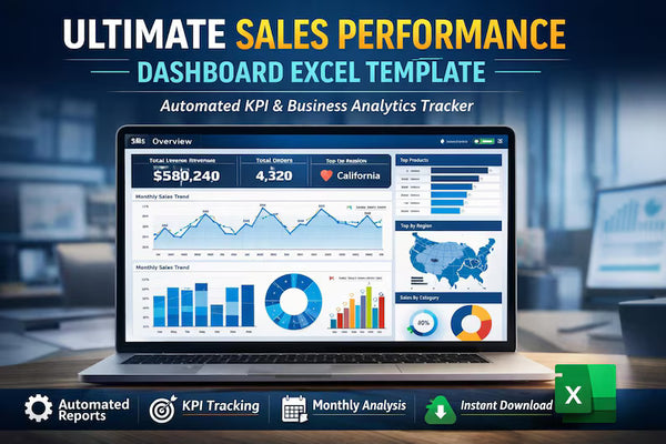 Sales Dashboard Excel Template, KPI Tracker, Automated Analytics (Digital Download)